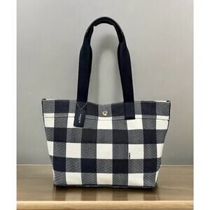 Coach F25919 Buffalo Plaid Canvas Tote Bag